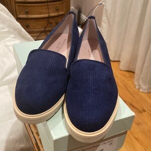 Patricia Green Navy Blue Suede Loafers